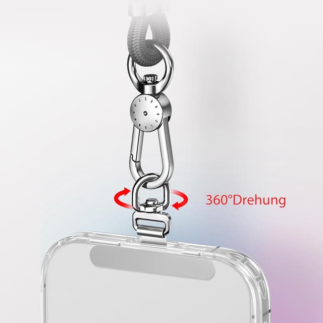 Detalle de CHUQING Handykette Schwarz mit Handy-Patch (Handyband-Einlagen) Roségold, 2 Stück – universelle Aufsätze für Smartphone-Hüllen