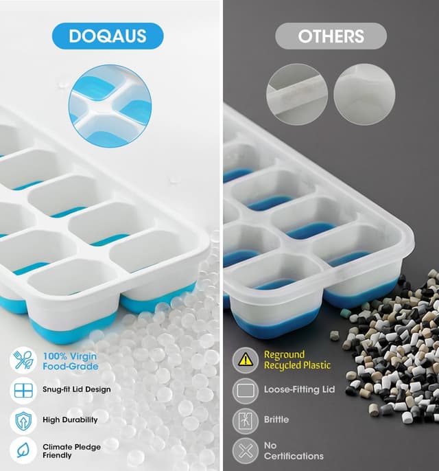 Detalle 2 de DOQAUS Ice Cube Tray 4-Pack — Silicone Ice Maker