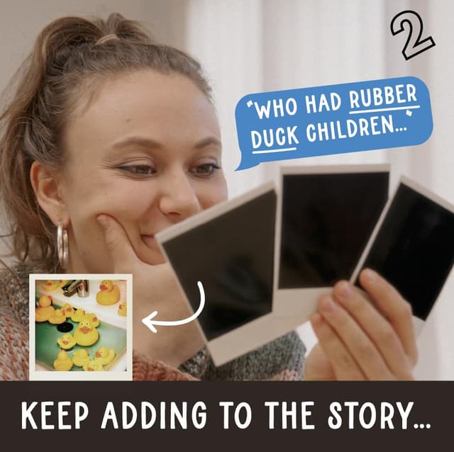 Detalle 1 de The Polaroid Game party storytelling board game with 120 photo cards and electronic Polaroid timer (ages 7+)