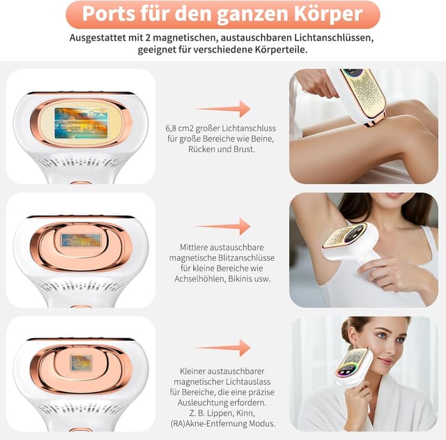 Detalle 2 de NIKYJM IPL-Gerät zur Haarentfernung (6,8 cm²) mit 3 Modi HR/SC/RA und 9 Energiestufen – Roségold