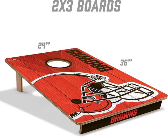 Detalle de YouTheFan NFL 2’ x 3’ All-Wood Cornhole Game with Logo Bags
