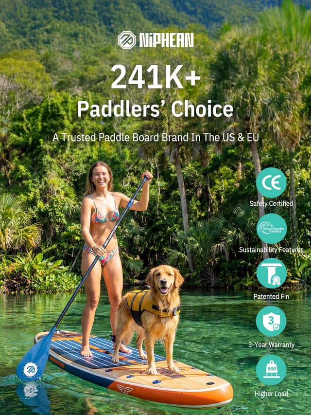 Detalle 2 de Niphean (Extra Large) Inflatable Paddle Board (SUP) for 2–3 People, 500+ lbs Capacity + Accessories