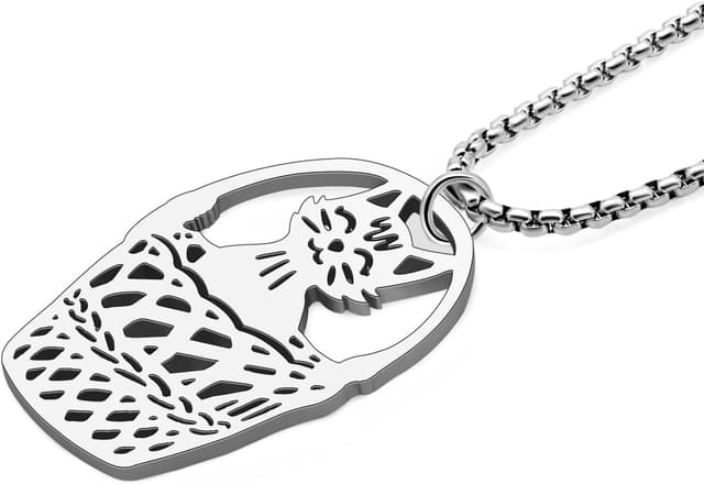 Detalle de BAMAY Edelstahl-Katzen Halskette mit Kätzchen-Anhänger – nickelfrei & hypoallergen für Damen und Mädchen