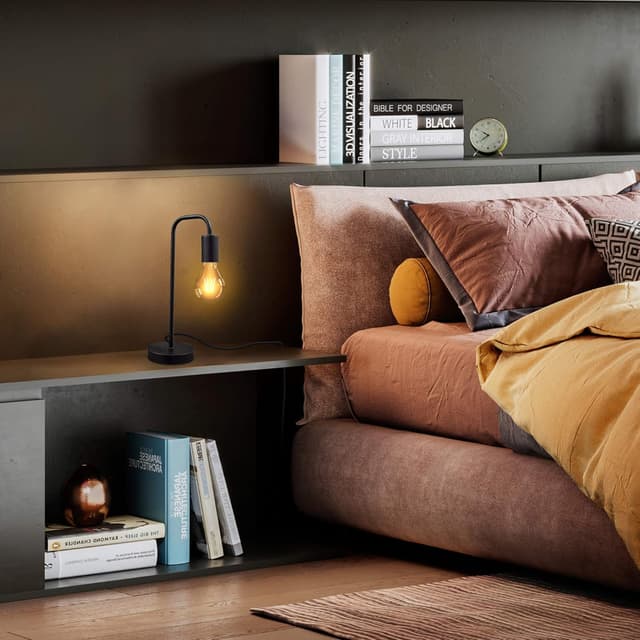 Thumbnail 4 de B.K.Licht Lámpara de Mesa Retro 📖 E27, Metal, Negro