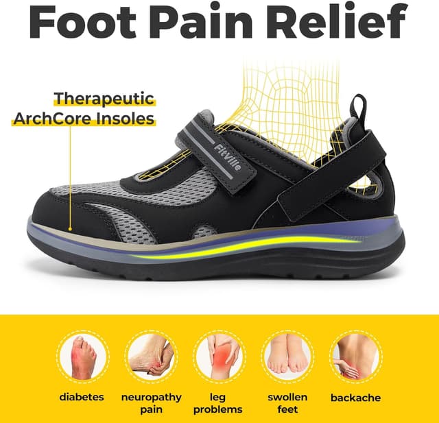 Detalle 2 de FitVille sandali comodi per piedi larghi