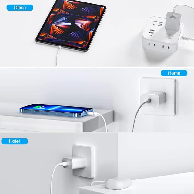 Detalle de iPhone 17/16/15 Fast Charging 20W USB-C Charger Block (4-Pack) with 6FT C-to-C Cables