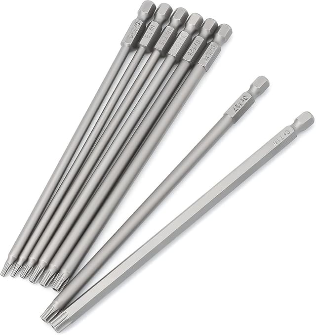 Detalle de 8-teiliger Torx-Langbit-Satz (1/4") magnetisch – Sternkopf-Bits, 150 mm, T8 bis T40