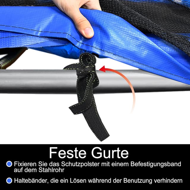 Thumbnail 6 de UISEBRT Trampolin-Randabdeckung für Ø 244/305/366 cm – UV-beständig, reißfestes Randschutz-Polster (blau)