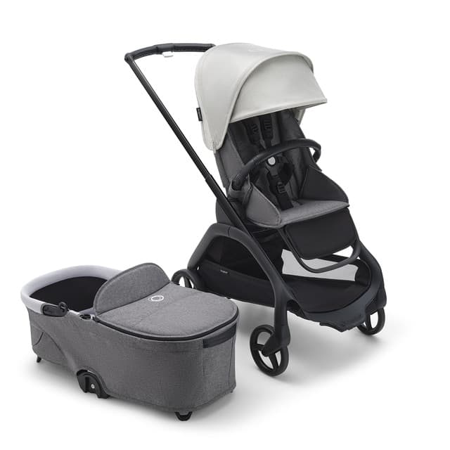 Detalle de Bugaboo Dragonfly dúo base negro, capazo gris melange 🚼