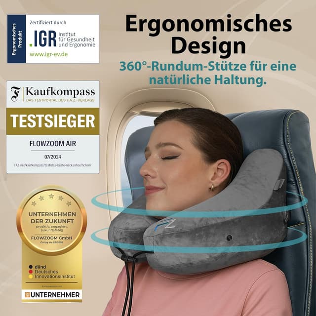 Detalle 2 de FLOWZOOM Air Nackenkissen Größe M Reisekissen ✈