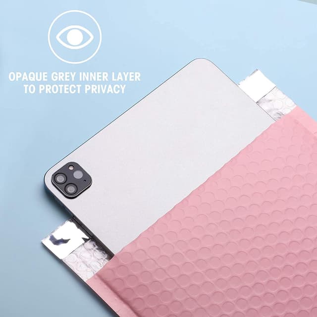 Detalle 2 de Switory 25 Pack Pale Pink Poly Bubble Mailers (26.7x38cm) – Self-seal padded polymailer envelopes