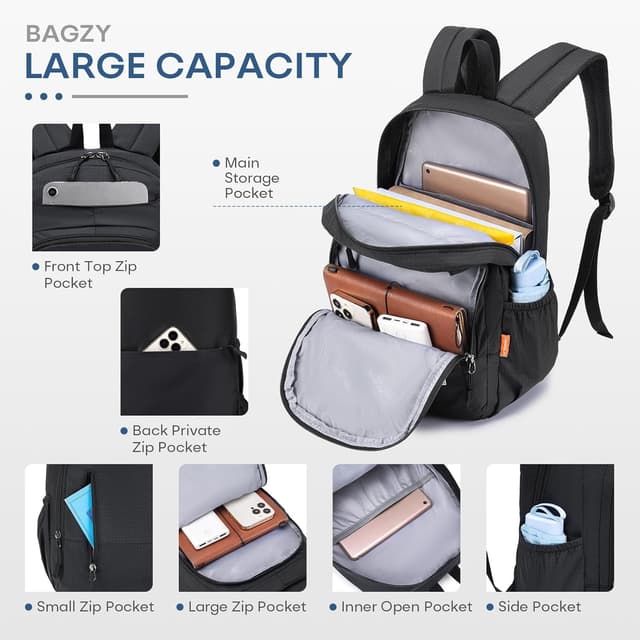 Detalle de BAGZY Handgepäck-Rucksack im Ryanair-Format 40x20x25 cm (20 l) – leichter Kabinen- & Daypack