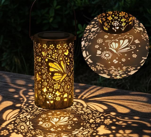 Detalle de Lorrtta Solar Lantern Outdoor Garden (Butterfly & Sunflower) – IP65 Waterproof Solar Garden Light with 800mAh Battery