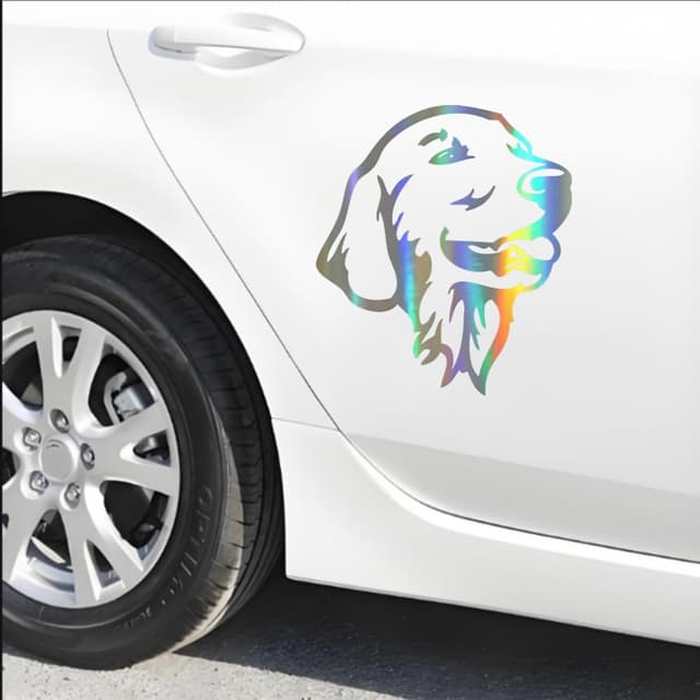 Thumbnail 3 de TIZIKJ Holografischer Golden Retriever Aufkleber 18 cm