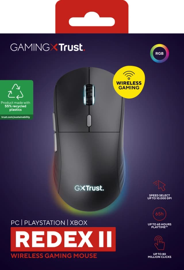 Detalle de Trust GXT 926 Redex II kabellose Gaming-Maus mit 10.000 DPI und RGB