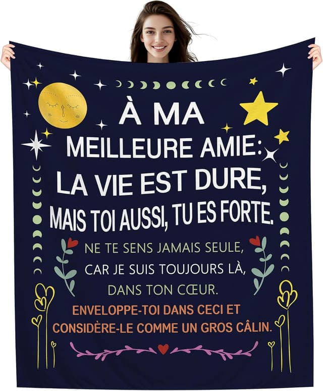 Detalle de Amorea À ma Meilleure Amie La Vie est Dure… plaid couverture en flanelle (150 x 130 cm)