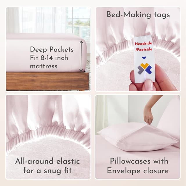 Thumbnail 3 de California Design Den King Size Sheets Set 4-Piece