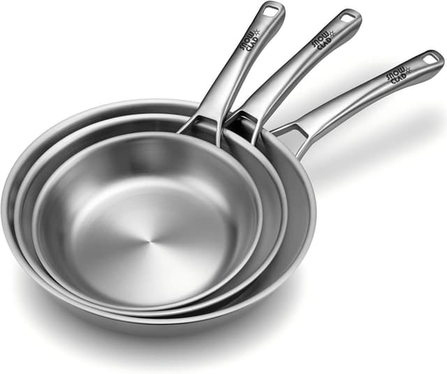 Detalle de SNOWCLAD Edelstahlpfanne Set 3 teilig mit 20, 24, 28 cm