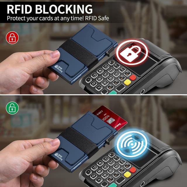 Detalle de SEMORID Mens Wallet Slim Pop-Up Credit Card Holder with RFID Blocking and Cash Band