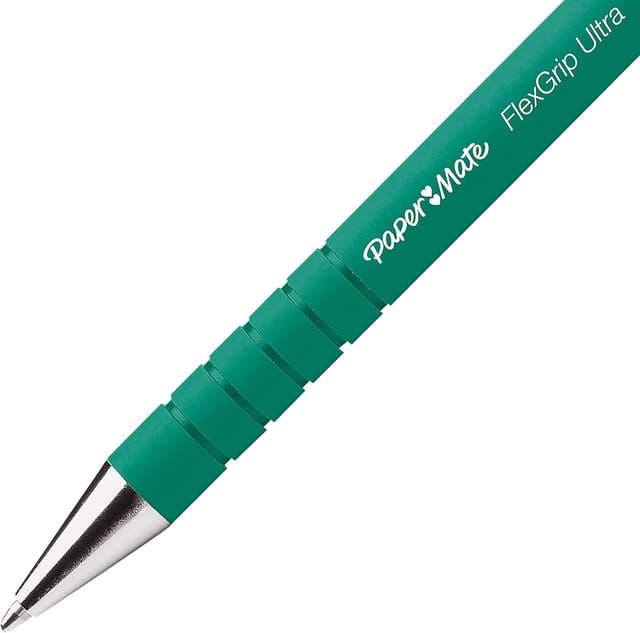 Detalle de Paper Mate Flexgrip Ultra penna a sfera a scatto verde, punta media 1,0 mm (confezione da 12)