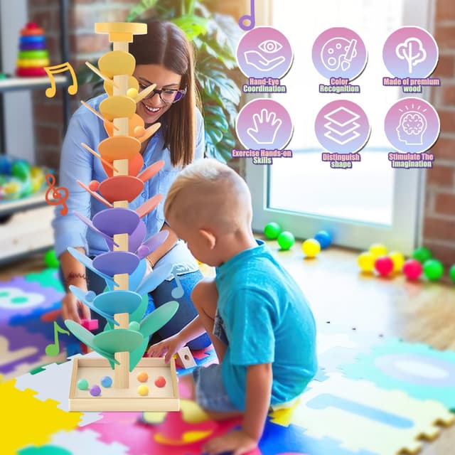 Thumbnail 5 de Wooden Marble Run Music Tree 49pcs