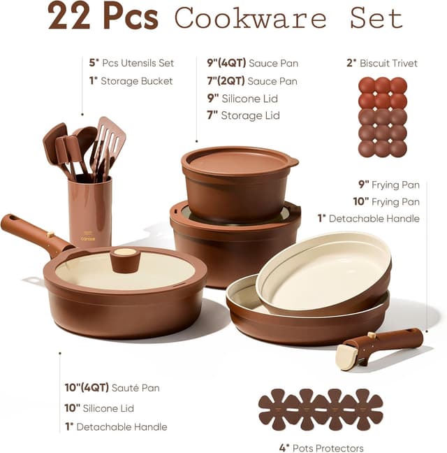 Thumbnail 6 de CAROTE 22Pc Ceramic Cookware Set 4-qt