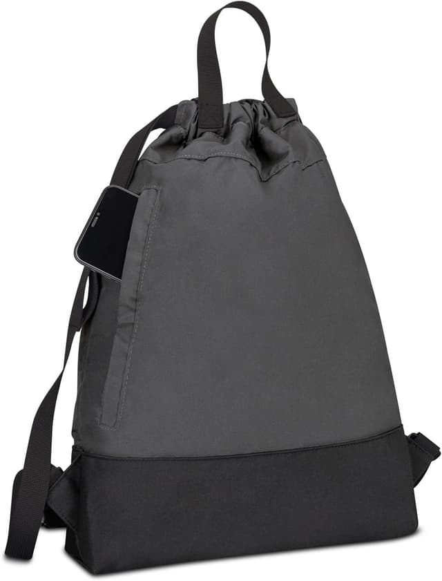Detalle de LARKSON No 7 – Sac à cordon gris pour filles & garçons, petit sac de sport en polyester 300D