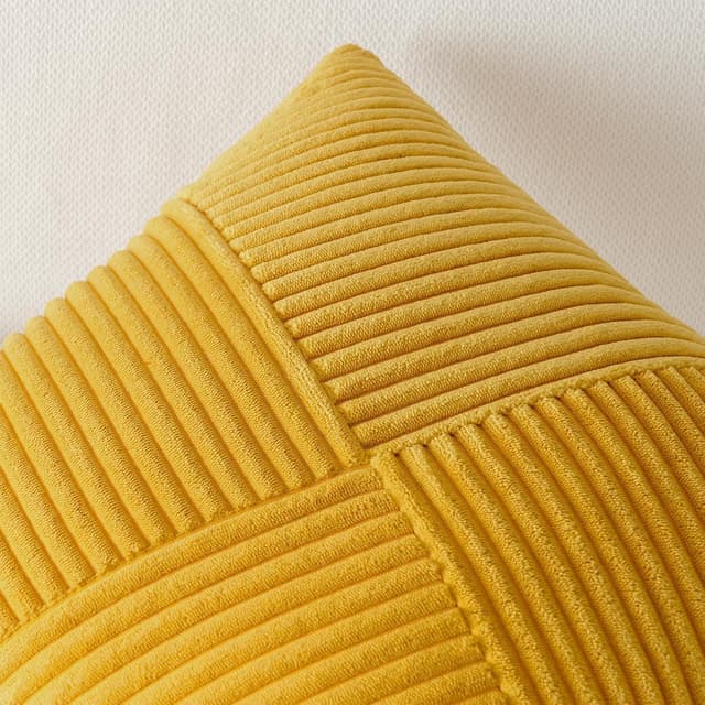 Thumbnail 6 de Topfinel Kissenbezug Kordsamt 45x45 cm, gelb – 2er-Set mit Windmühlen-Streifen