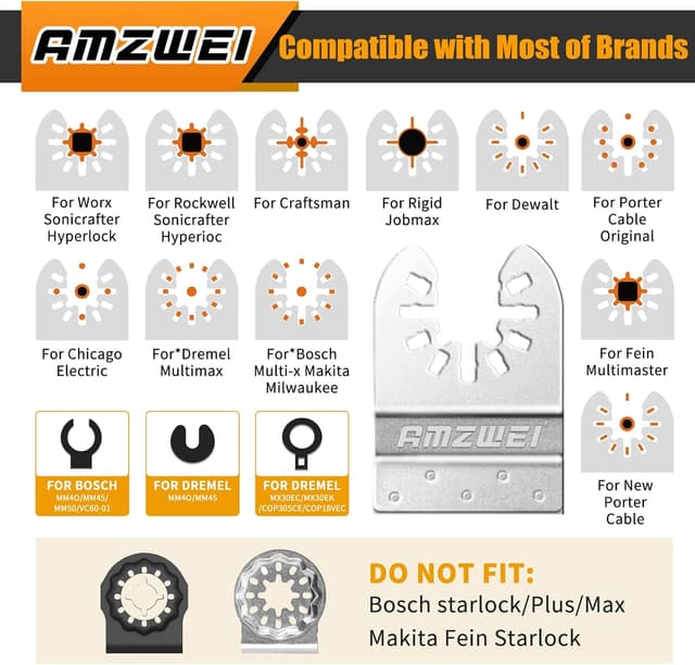 Thumbnail 6 de 8PCS Diamond Oscillating Multitool Blades for Grout Removal and Mortar Cutting (Universal fit for Dewalt, Milwaukee, Ryobi, Rockwell & Fein)