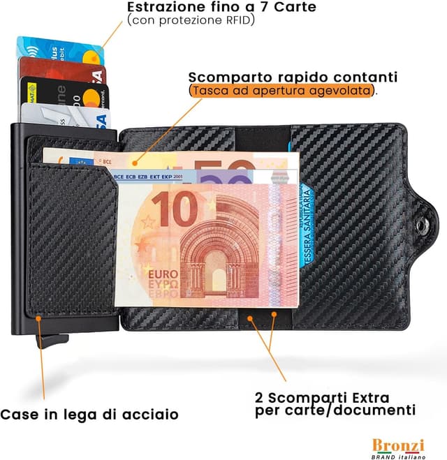 Thumbnail 2 de Bronzi Portafoglio Uomo Slim Piccolo 10x6,5 cm