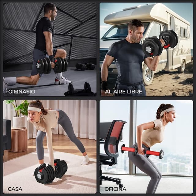 Detalle 2 de Yaheetech Mancuerna Ajustable 16 en 1 2–40 kg
