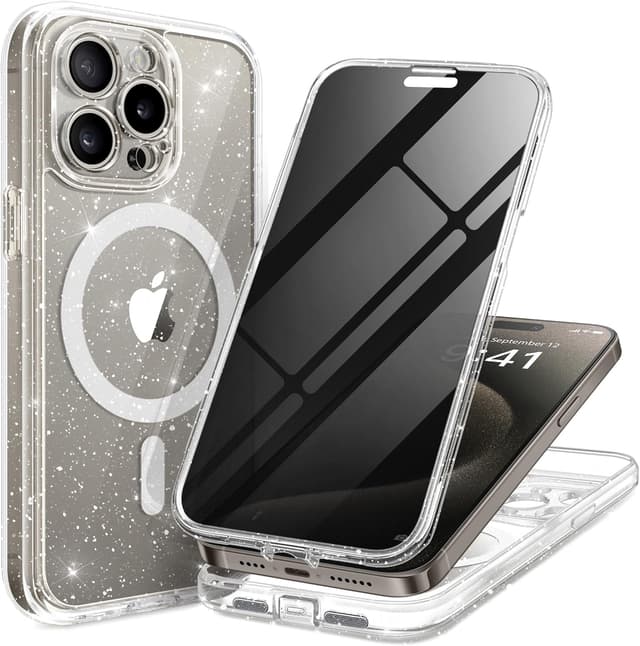 Detalle de TIESZEN for iPhone 15 Pro Max Case (MagSafe compatible) with Built-in Privacy Screen Protector & Camera Protection