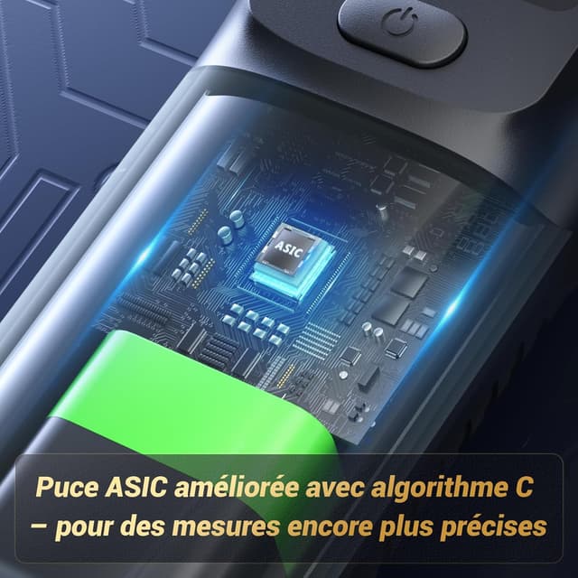 Detalle de ELESKY Éthylotest électronique rechargeable USB‑C avec écran LCD (BrAC en mg/L) et 10 embouts