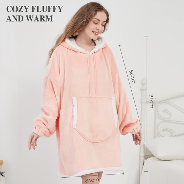 Detalle de Viviland felpa con cappuccio sherpa e tasca gigante: calda e morbida, taglia unica