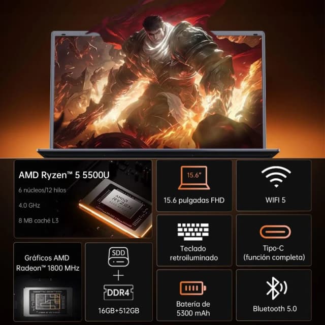 Detalle 2 de Vanwin NS215R-RTT Ryzen 5 5500U 16GB, 512 GB SSD FullHD