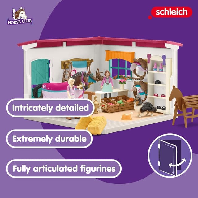 Detalle 2 de Schleich Horse Club 42568 Sofia’s Tack Shop 67-Piece Playset with Poseable Figures