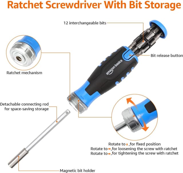 Thumbnail 4 de Amazon Basics Ratcheting Screwdriver Set 12