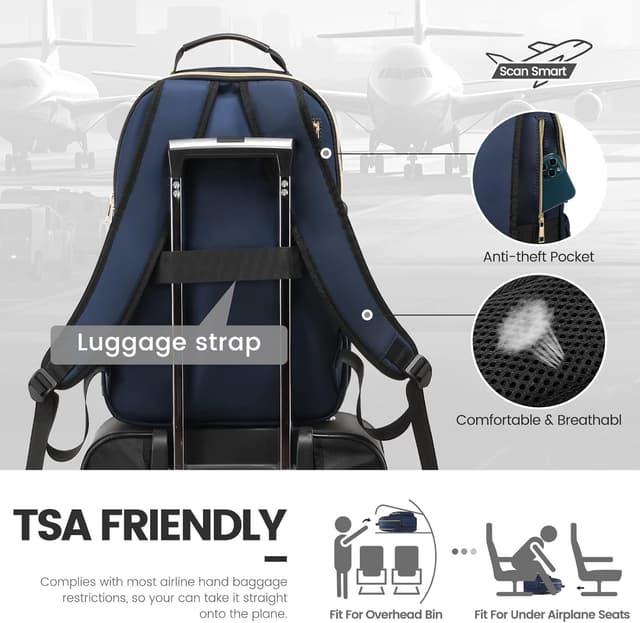 Detalle 1 de LOVEVOOK women’s laptop backpack for work, travel and school (up to 15.6 inch) with USB charging port