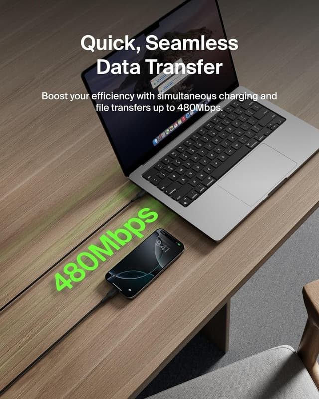 Thumbnail 5 de Belkin Eco USB-C to USB-C Cable (6.6ft, 60W) — Soft, Braided Fast Charging Cord