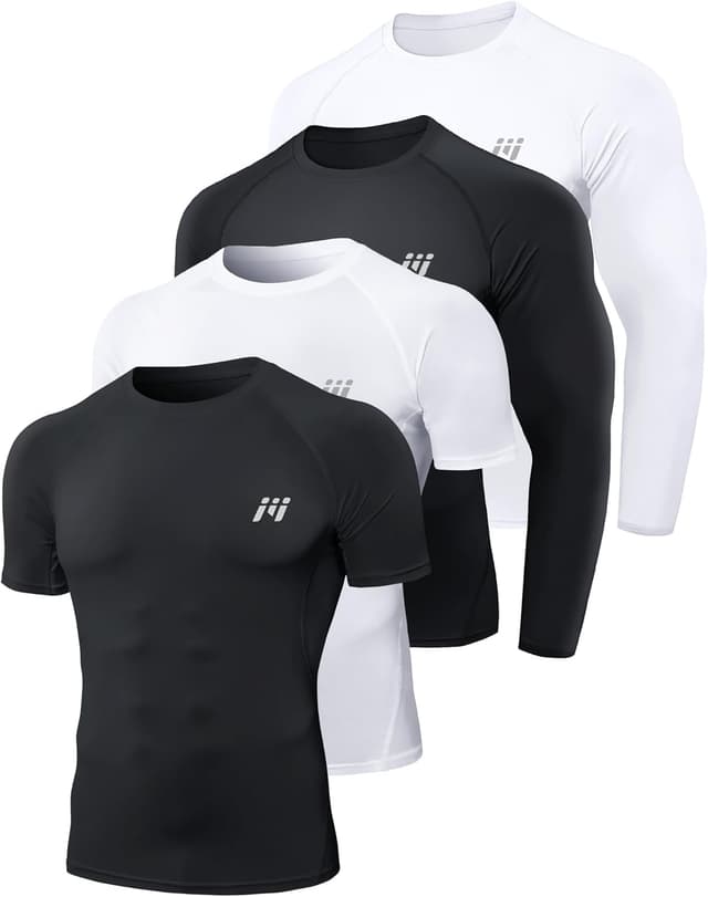 Detalle de MEETWEE Kompressionsshirt Herren (Kurz- oder Langarm) – atmungsaktives Funktionsunterhemd für Sport & Training