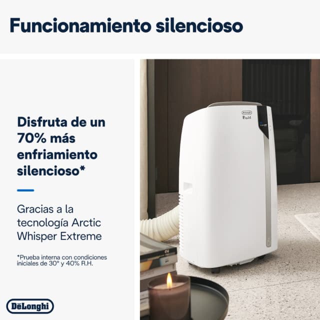 Detalle de Delonghi PAC EX93, aire acondicionado portátil 2.350 frig/h