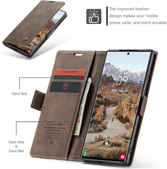 Detalle 2 de Lxisxcna Schutzhülle für Samsung Galaxy S24 Ultra 5G (6,8 Zoll) mit Kartenhalter, magnetischem Ständer und Flip-Case