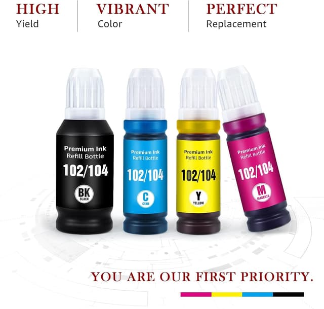 Thumbnail 6 de Toner Kingdom 104/102 Tinte kompatibel als 4‑Farben-Multipack für Epson EcoTank (für ET-Modelle wie ET-2720, ET-4700 u. a.)