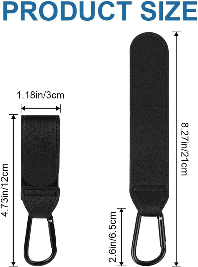 Detalle de URAQT Crochet de poussette – lot de 3 ganchos universels avec mousqueton et attache pour sacs