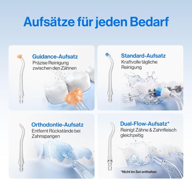 Detalle 2 de usmile C10 tragbare Munddusche (blau) – bis zu 95 Tage Akkulaufzeit, 4 Reinigungsmodi, 180 ml Tank, IPX7