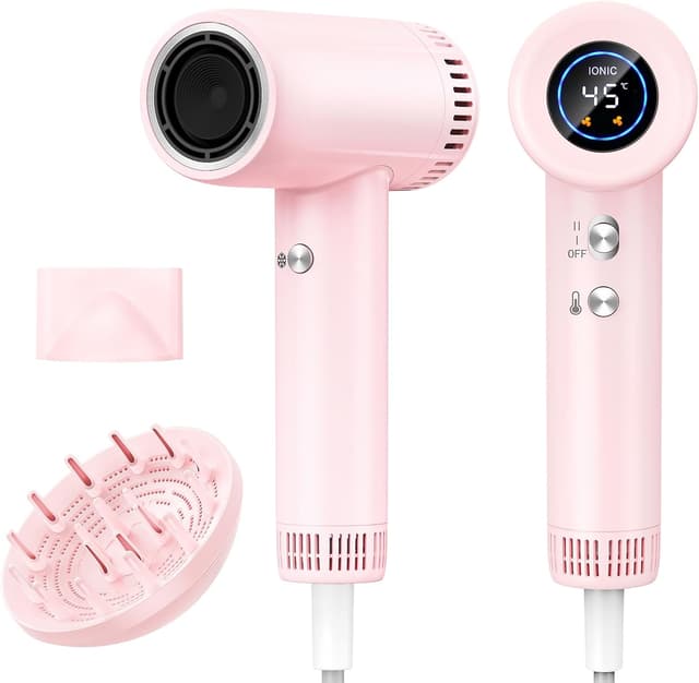 Detalle de Haokoo Phon Capelli Alta Velocità 160.000 RPM con Ioni, 9 Temperature e Display LED (365 g) – per casa e viaggio