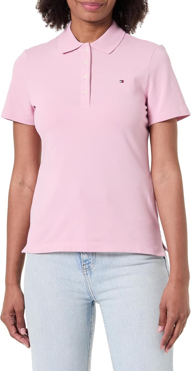 Detalle de Tommy Hilfiger Women’s S/S Polo en coton piqué extensible (Collection 1985)