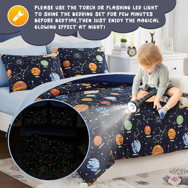 Detalle 2 de Twin Kids Comforter Set Glow in The Dark 5-Piece