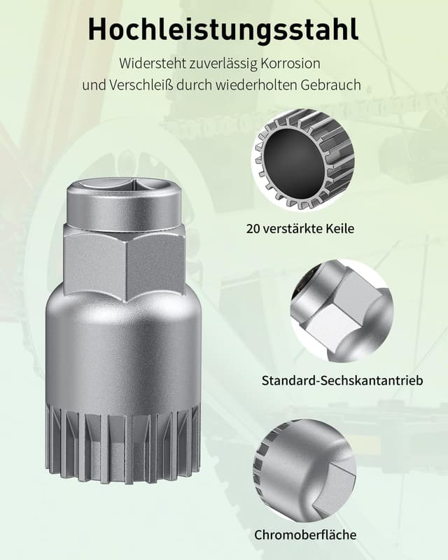 Detalle de Pawfly strumento per rimozione movimento centrale bici 20 denti, compatibile Shimano Octalink/ISIS e altri