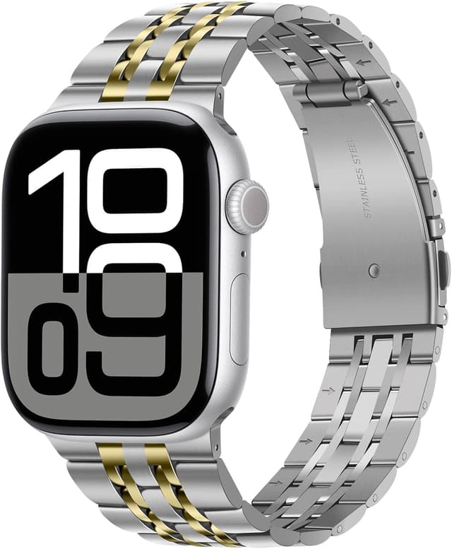 Detalle de Tasikar solid stainless steel link band for Apple Watch (42mm/41mm/40mm/38mm) in Silver-Gold